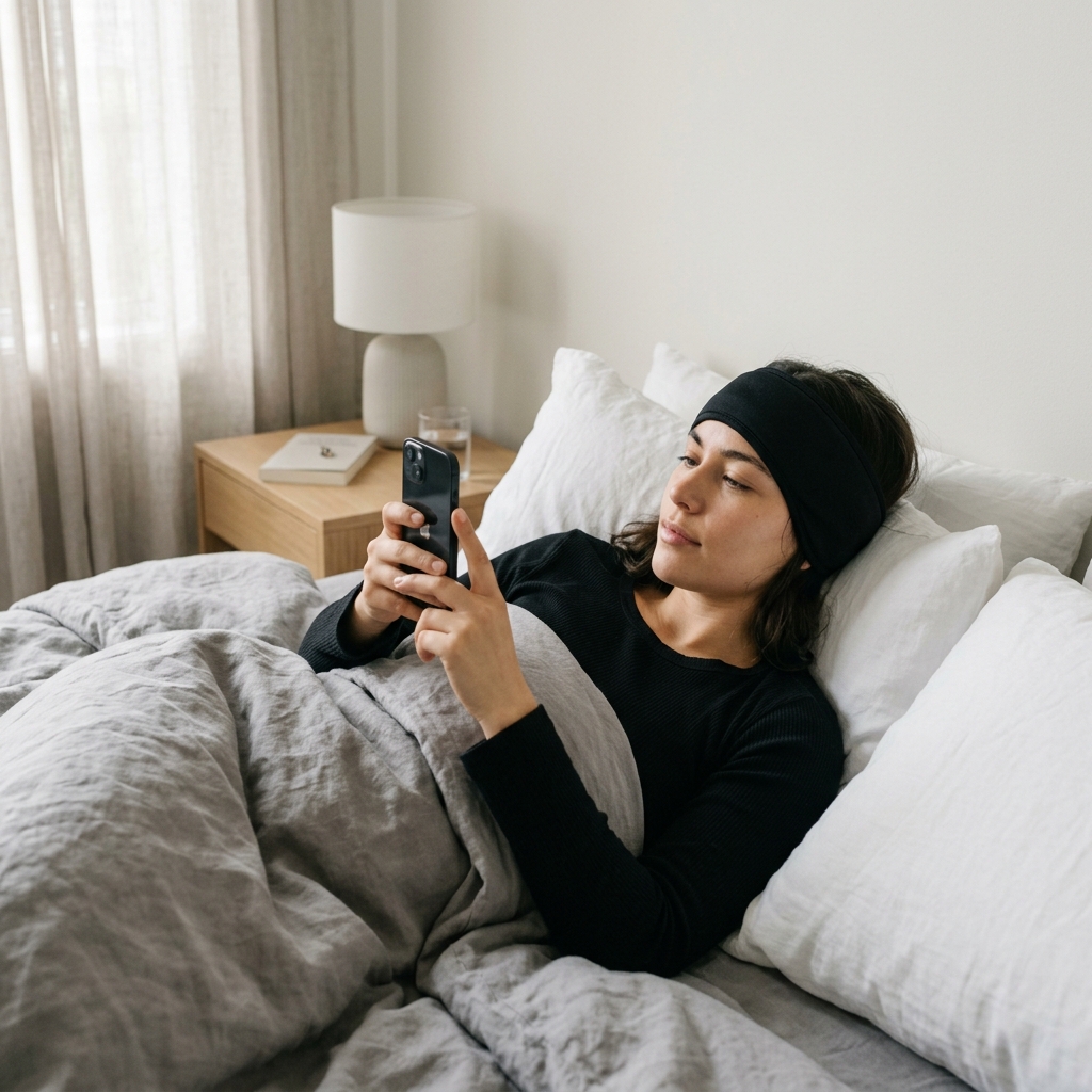 Person sleeping on side with Drift headband